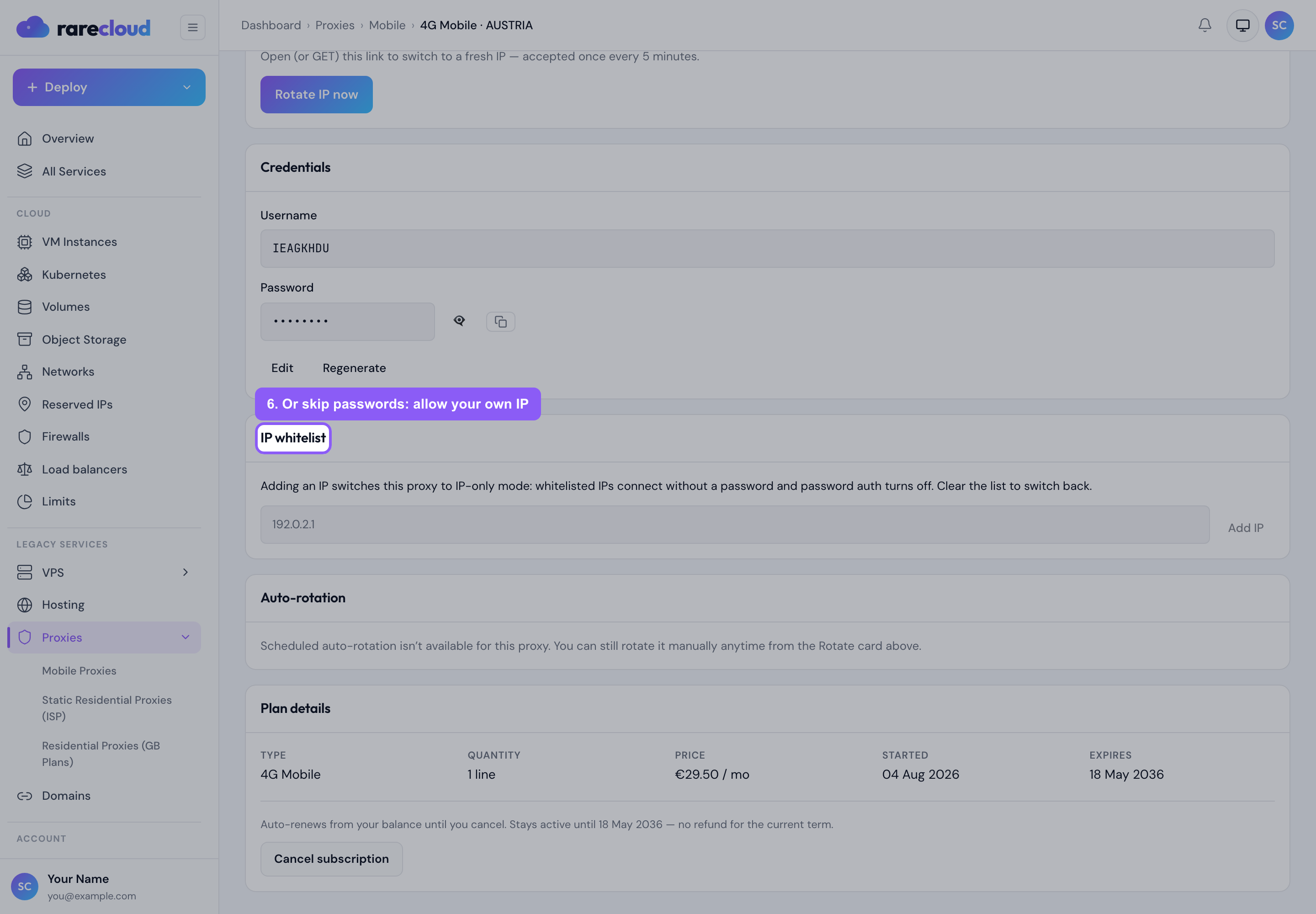 Allowing your own IP so no password is needed